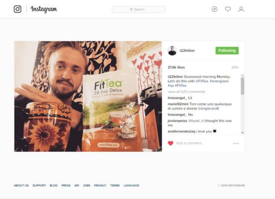 CShop - Tom Felton Social Post